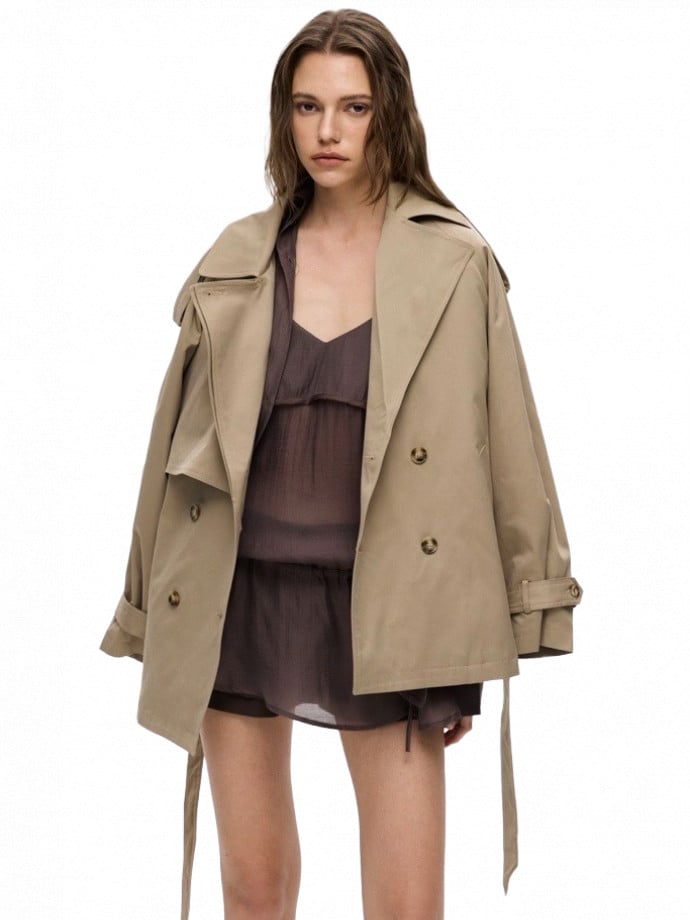 JACKA CLASSIC DOUBLE TRENCH OVERSIZED BEIGE