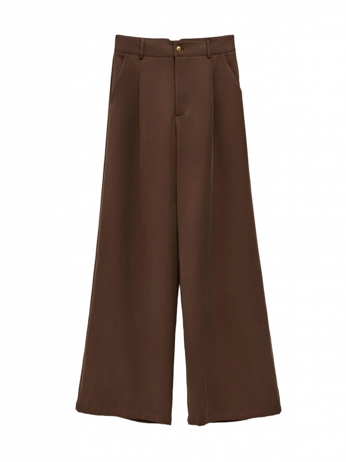 BYXA HIGH-WAISTED WIDE-LEG MARRONE