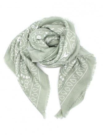 SJAL PAISLEY PRINT RAW EDGE GREEN