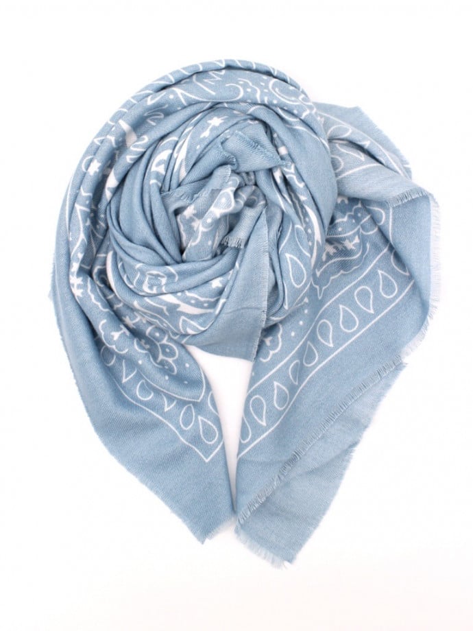 SJAL PAISLEY PRINT RAW EDGE LIGHT BLUE