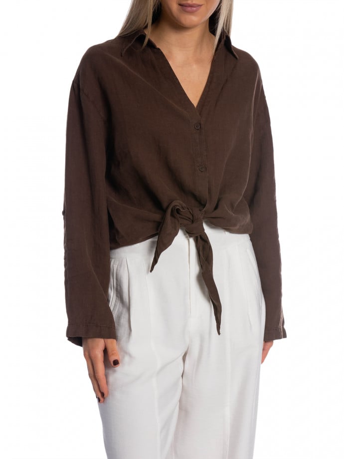 LOIS JEANS SKJORTA PIA LINEN CHOCOLATE MARTINI
