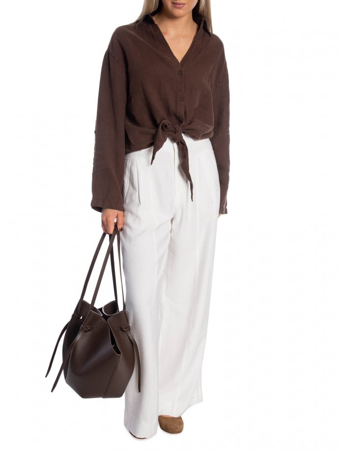LOIS JEANS SKJORTA PIA LINEN CHOCOLATE MARTINI