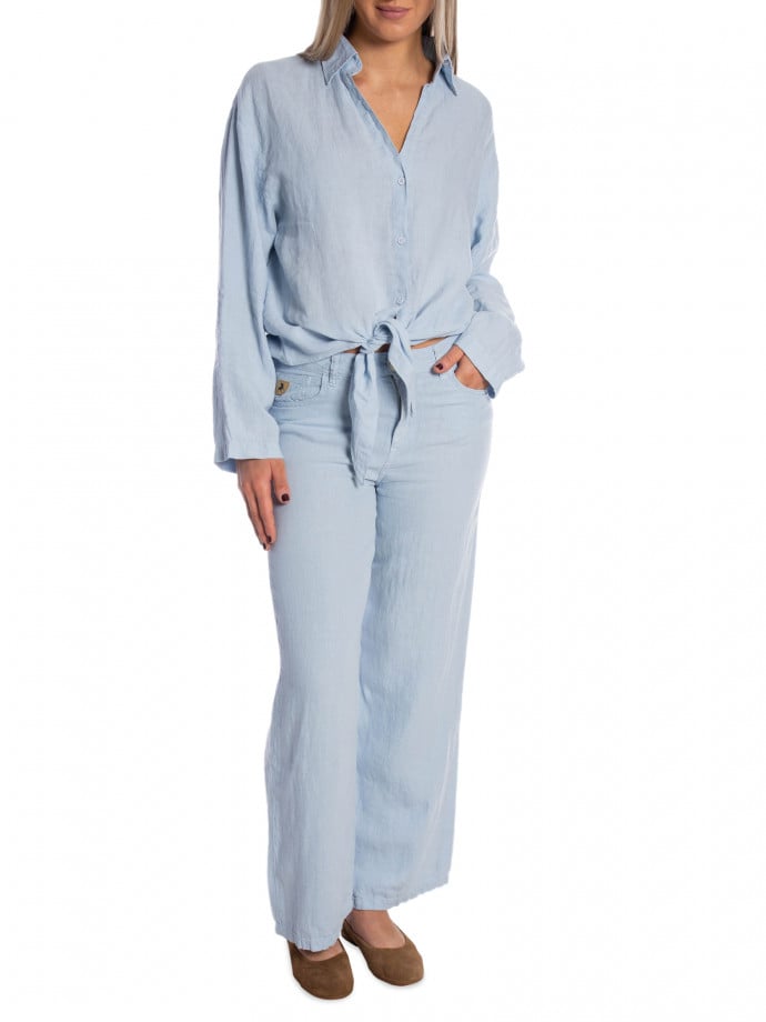 LOIS JEANS SKJORTA PIA LINEN PEARL BLUE