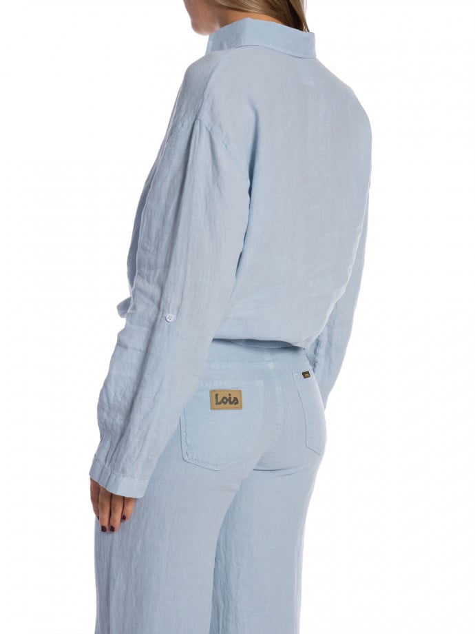 LOIS JEANS SKJORTA PIA LINEN PEARL BLUE