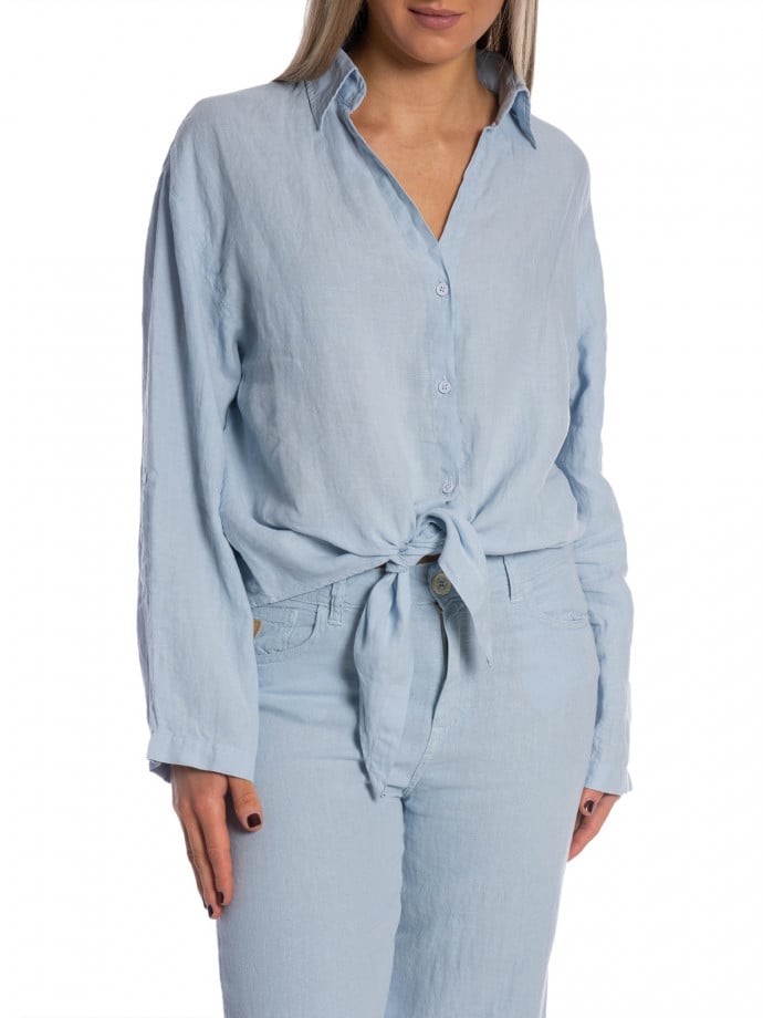 LOIS JEANS SKJORTA PIA LINEN PEARL BLUE