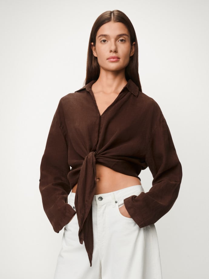 LOIS JEANS SKJORTA PIA LINEN CHOCOLATE MARTINI