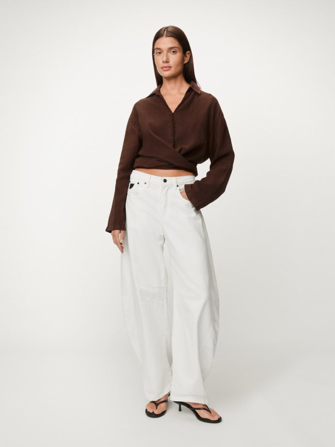LOIS JEANS SKJORTA PIA LINEN CHOCOLATE MARTINI