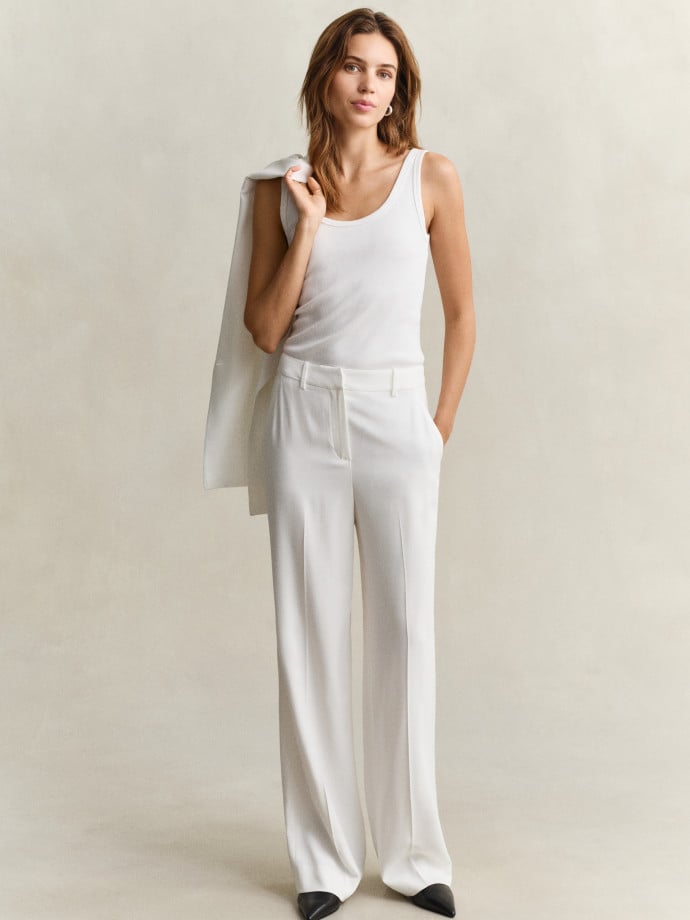 GANT BYXOR TAILORED FLUID CREPE WHITE 