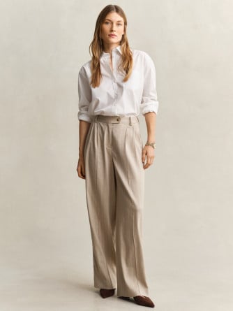 GANT BYXOR PINSTRIPE LINEN BLEND OAT BEIGE