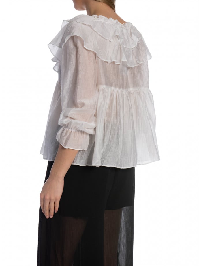 BLUS RUFFLED BLANC
