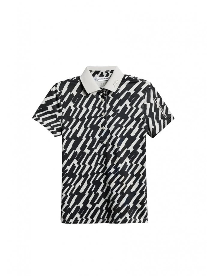 J.LINDEBERG TOPP TOUR TECH PRINT POLO OAK MOONBEAM
