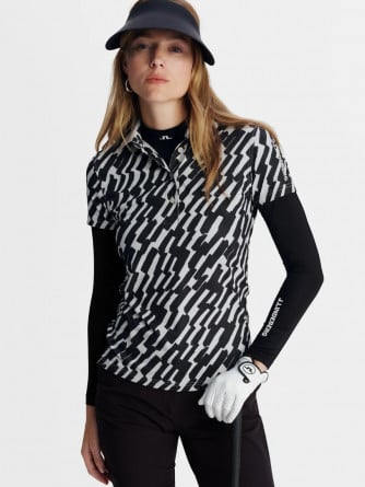 J.LINDEBERG TOPP TOUR TECH PRINT POLO OAK MOONBEAM