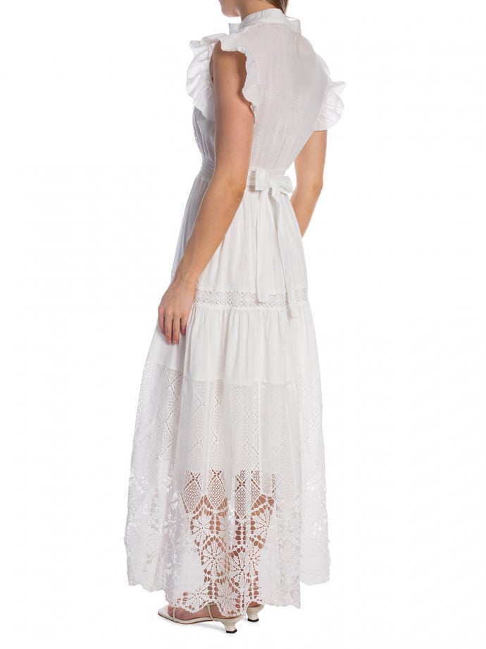 KLÄNNING LONG COTTON EMBROIDERY WHITE