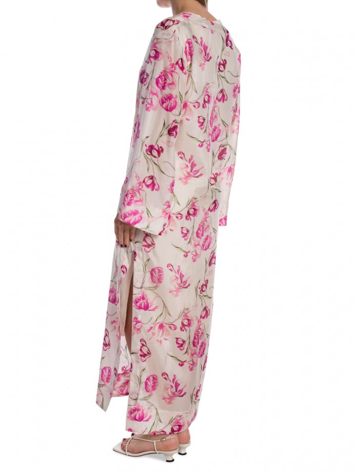 MALINA KLÄNNING BRENDA SILK MAXI KAFTAN TULIP PINK 