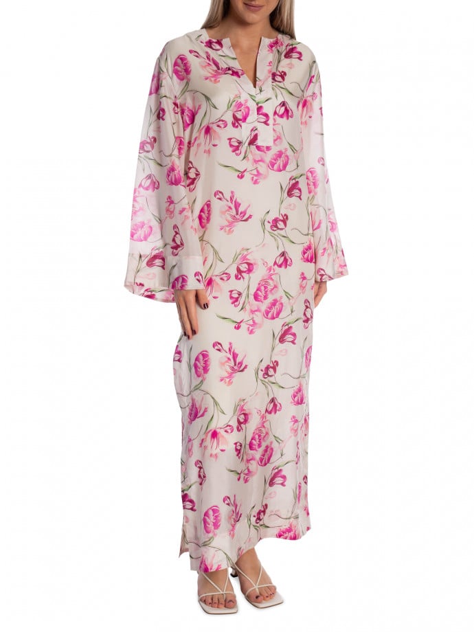 MALINA KLÄNNING BRENDA SILK MAXI KAFTAN TULIP PINK 