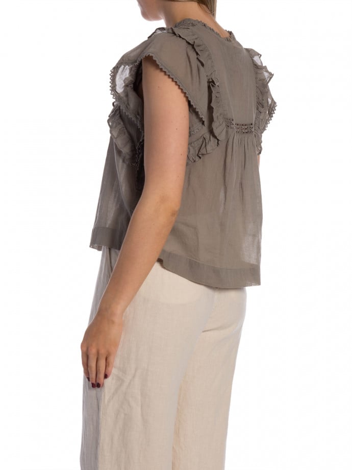 NEO NOIR TOPP JAYLA S VOILE SMOKE GREEN