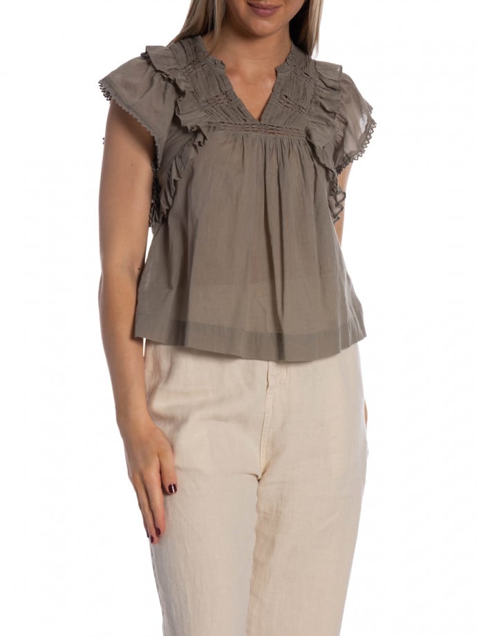 NEO NOIR TOPP JAYLA S VOILE SMOKE GREEN