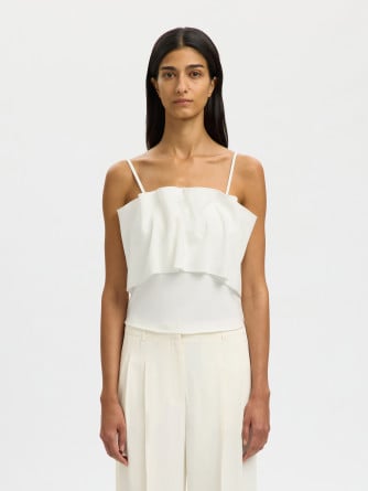 SELECTED FEMME TOPP VINELLE PLEATED SNOW WHITE