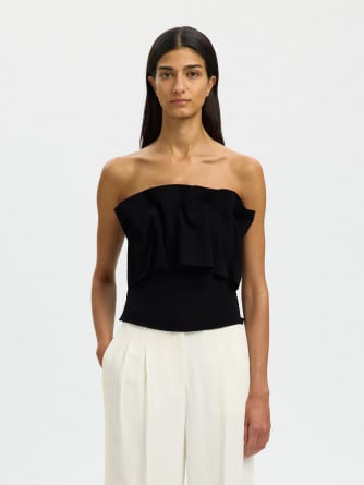 SELECTED FEMME TOPP VINELLE PLEATED BLACK