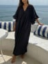 KLÄNNING VOLUMINOUS TIERED RUFFLE SLEEVE LONG BLACK