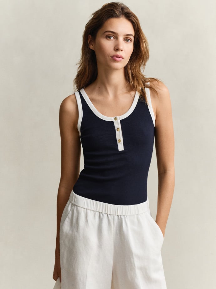 GANT LINNE RIBBED CONTRAST COLOR EVENING BLUE