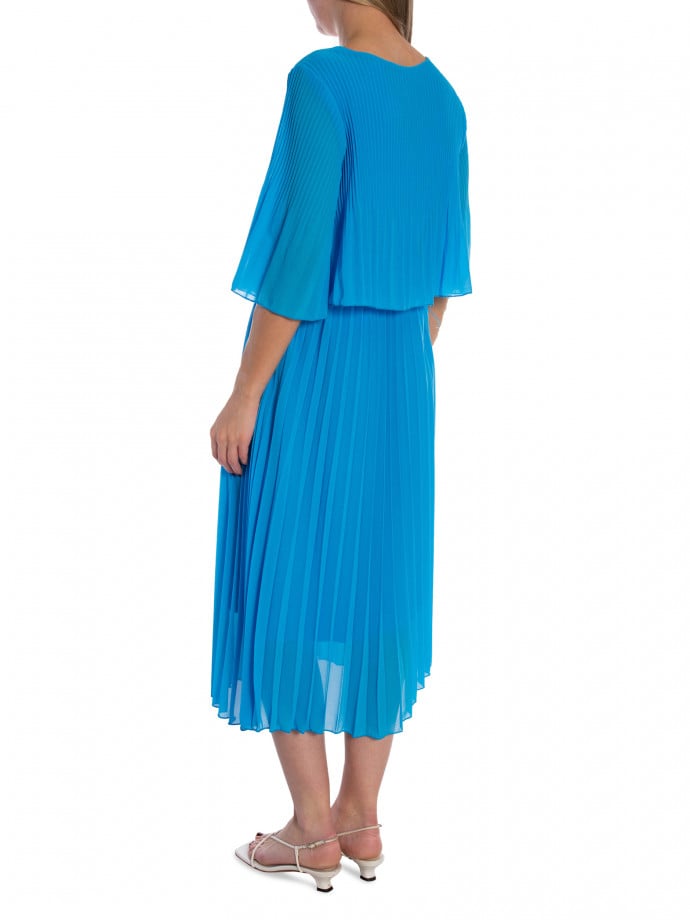 KLÄNNING ELEGANT PLEATED LONG BLUE