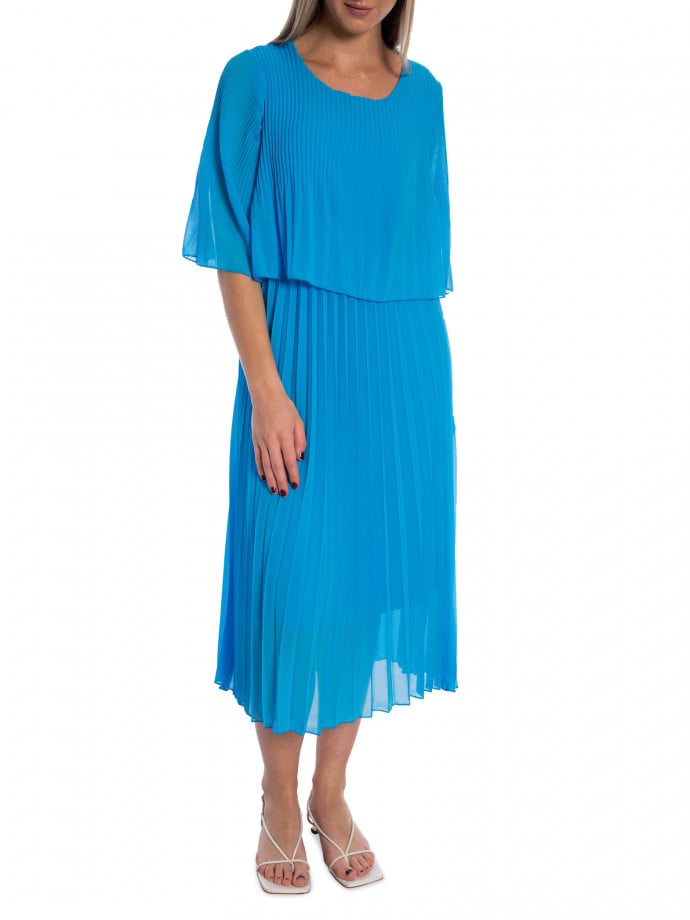 KLÄNNING ELEGANT PLEATED LONG BLUE