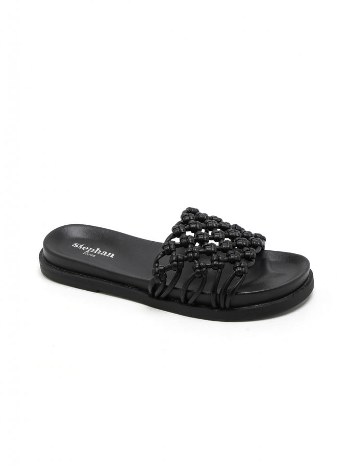 SANDAL KNOTTED WEAVING BLACK