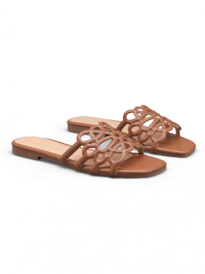 SANDAL GEOMETRIC CUT OUT CAMEL