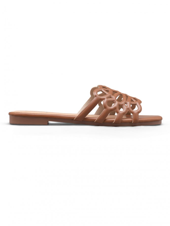 SANDAL GEOMETRIC CUT OUT CAMEL