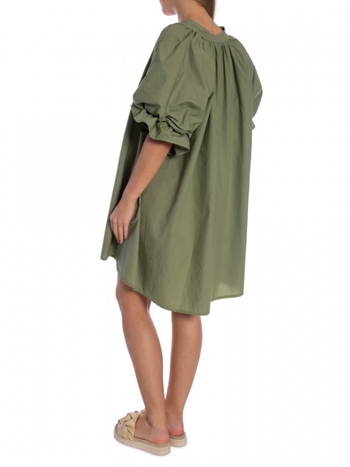 KLÄNNING VOLUMINOUS TIERED RUFFLE SLEEVE SHORT GREEN