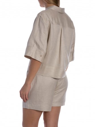 MINUS SKJORTA JUNO CROPPED LINEN NOMAD SAND MELANGE