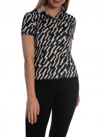 J.LINDEBERG TOPP TOUR TECH PRINT POLO OAK MOONBEAM
