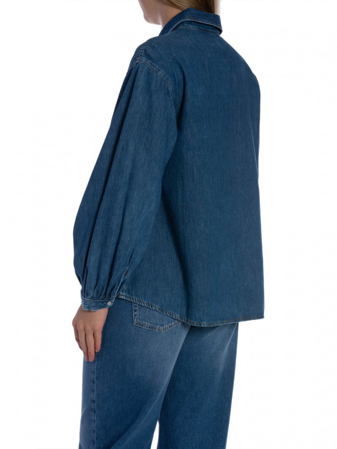 GANT SKJORTA DENIM VOLUME SLEEVE MID BLUE ARCHIVE
