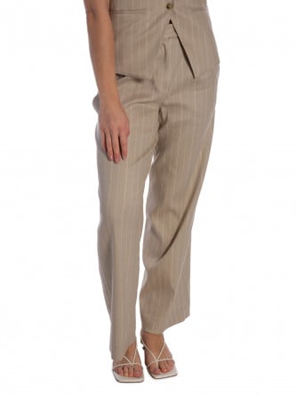 GANT BYXA PINSTRIPE LINEN BLEND OAT BEIGE
