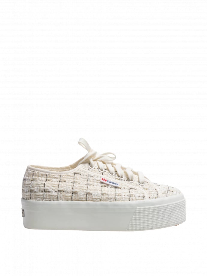 SUPERGA SNEAKERPLATFORM TWEED WHITE AV/GREY