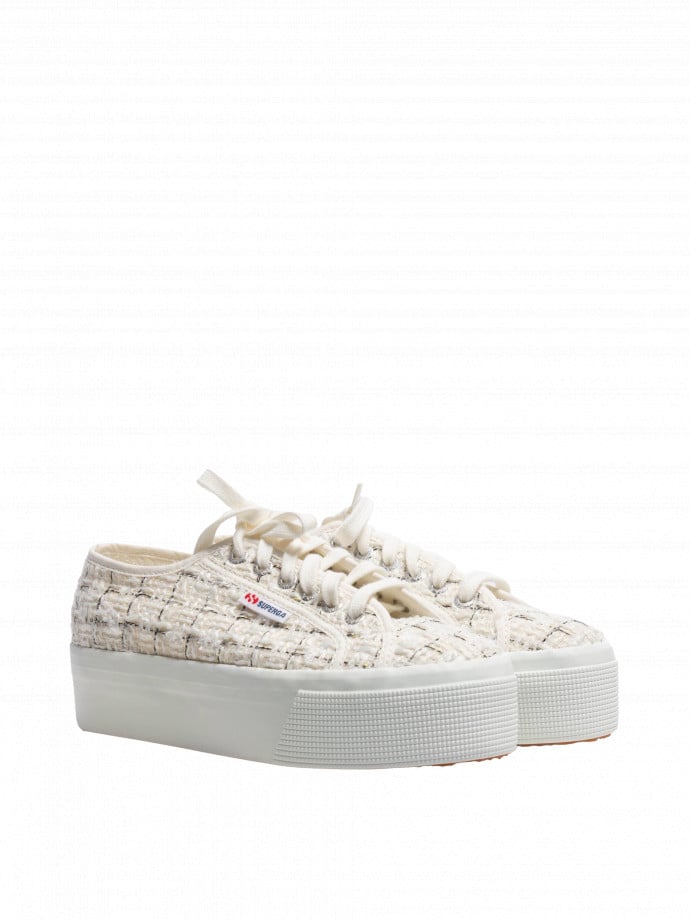 SUPERGA SNEAKERPLATFORM TWEED WHITE AV/GREY