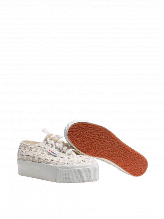 SUPERGA SNEAKERPLATFORM TWEED WHITE AV/GREY