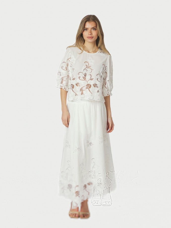 NEO NOIR KJOL YARA LONG EMB WHITE