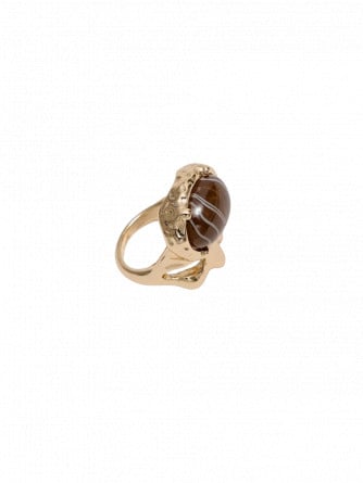 BOW19 DETAILS RING POM STONE GOLD MARBLE BROWN