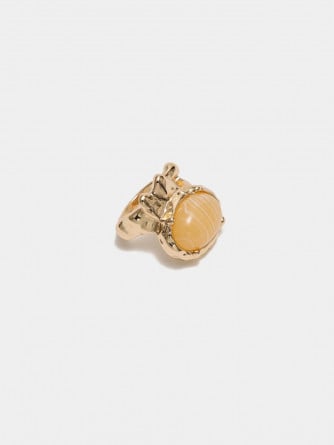 BOW19 DETAILS RING POM STONE GOLD MARBLE SAND