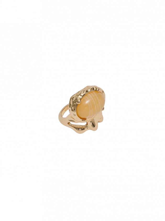 BOW19 DETAILS RING POM STONE GOLD MARBLE SAND