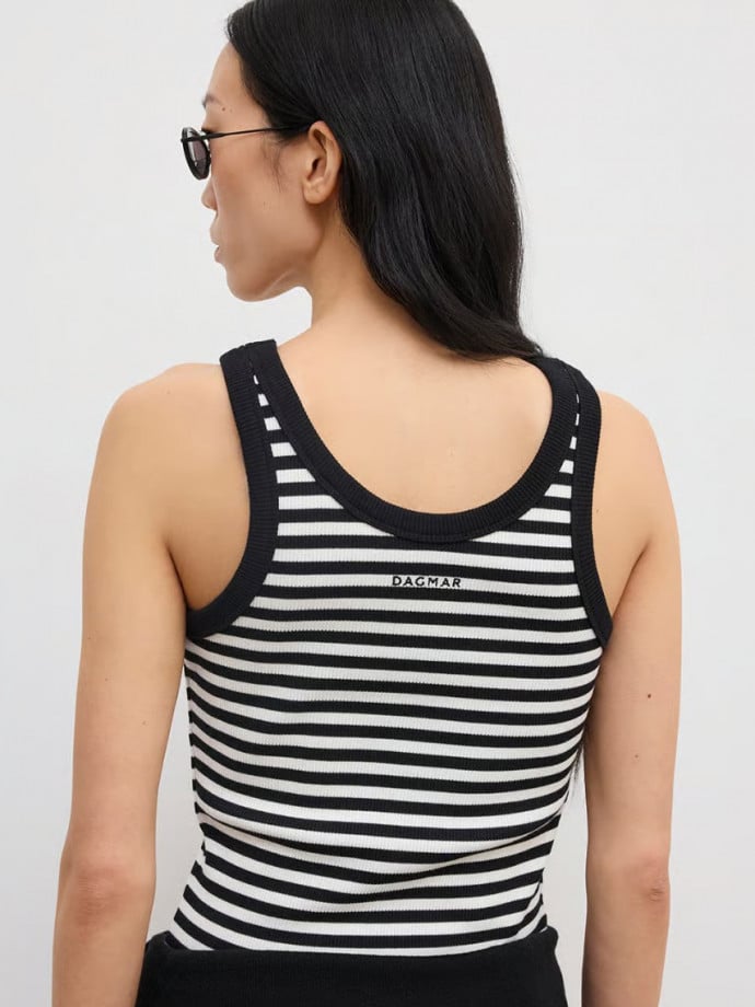 DAGMAR LINNE RIBBED TANKBLACK WHITE