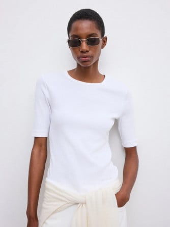 DAGMAR TOPP FITTED RIB WHITE