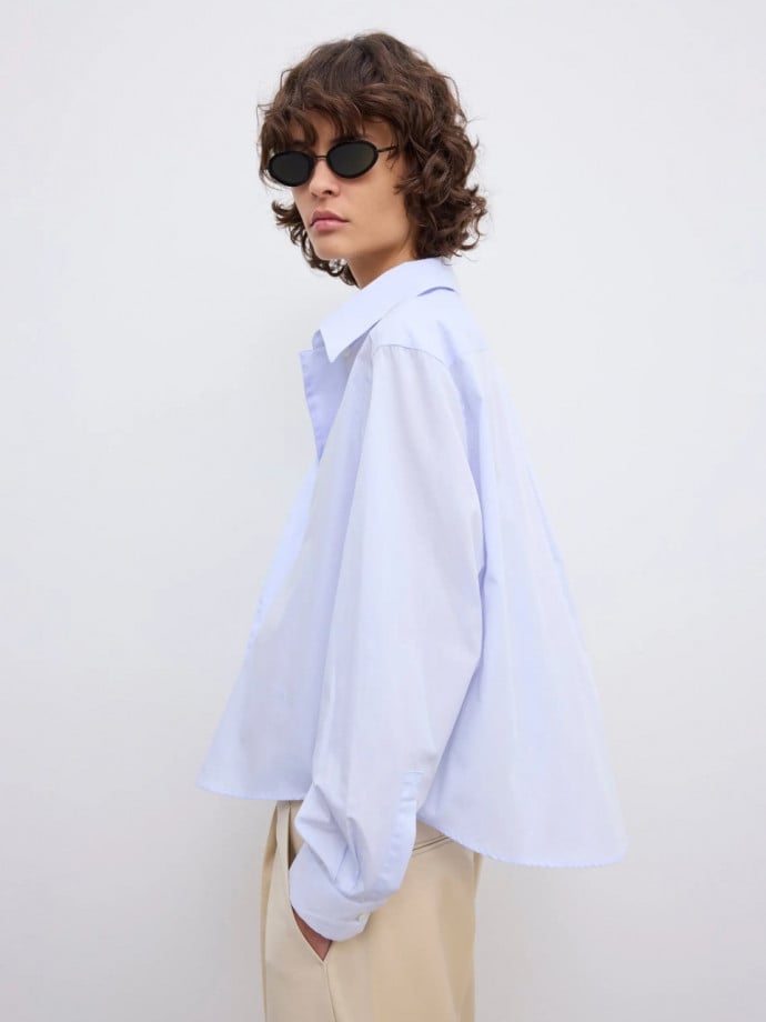 DAGMAR SKJORTA CROPPED LIGHT BLUE