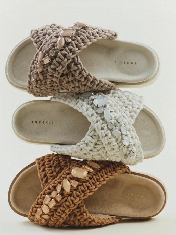 INUIKII SANDAL WOVEN STONES TAUPE