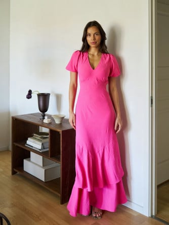 NEO NOIR KLÄNNING DARIAH STRUCTURE SOLID PINK