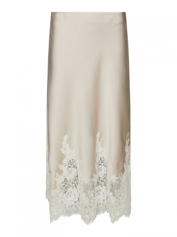 NEO NOIR KJOL YELINA HEAVY SATEEN CHAMPAGNE