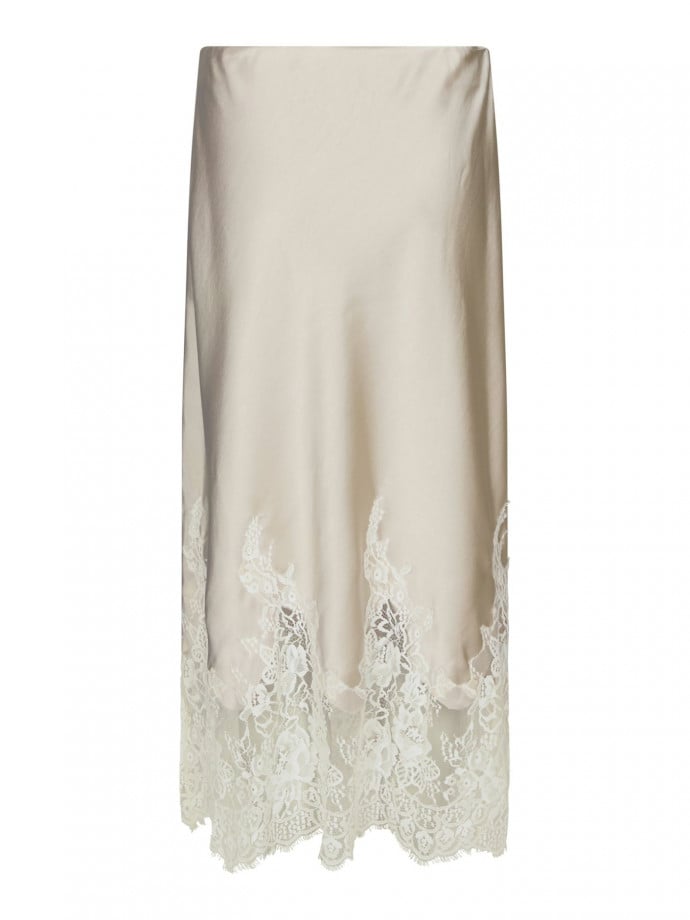 NEO NOIR KJOL YELINA HEAVY SATEEN CHAMPAGNE