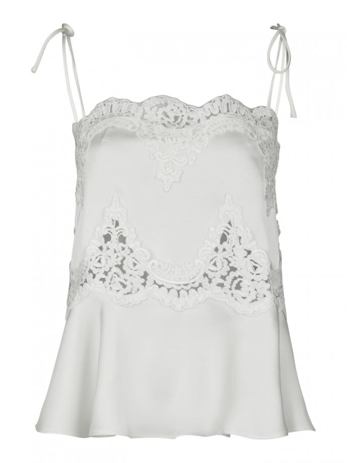 NEO NOIR TOPP KAELA HEAVY SATEEN LACE PEARL